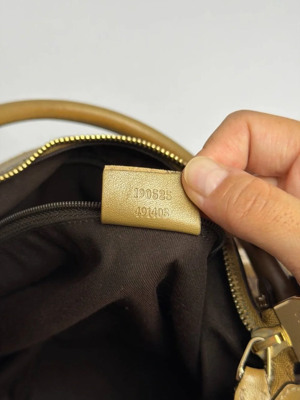 Gucci Abby Gold Leather Coated Monogram Canvas Hobo Shoulder Bag - Picture 16 of 16